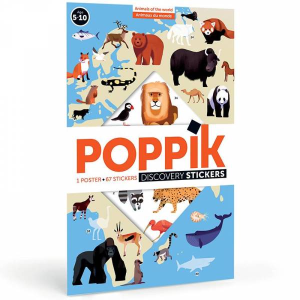 Poppik - Discovery Large Poster & Sticker Set - World Animals
