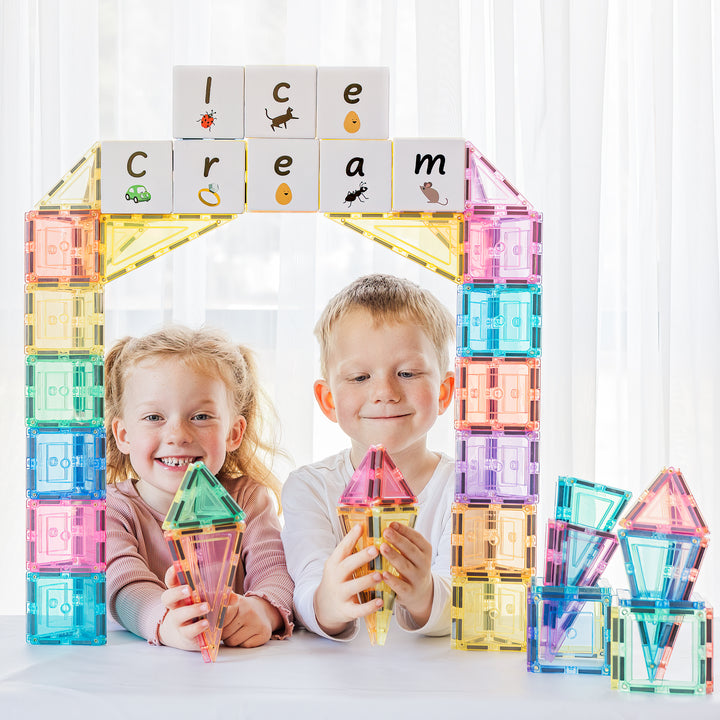 Learn & Grow Toys - Magnetic Tiles - Pastel Set (112pc)