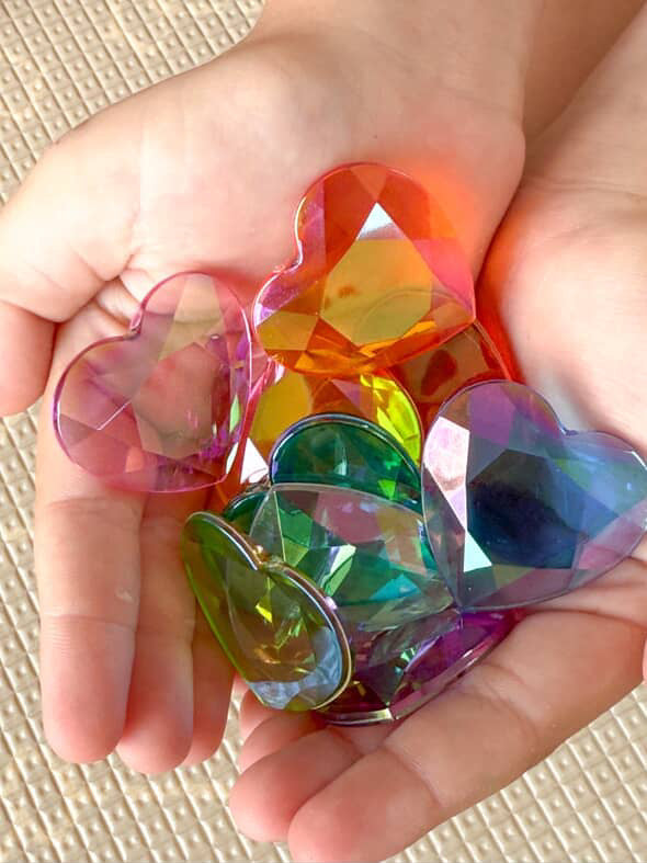 Heart Gems - Aurora Borealis - Clear Window (20pk)