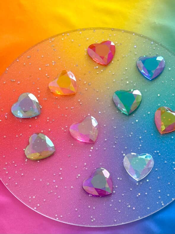 Heart Gems - Aurora Borealis - Clear Window (20pk)