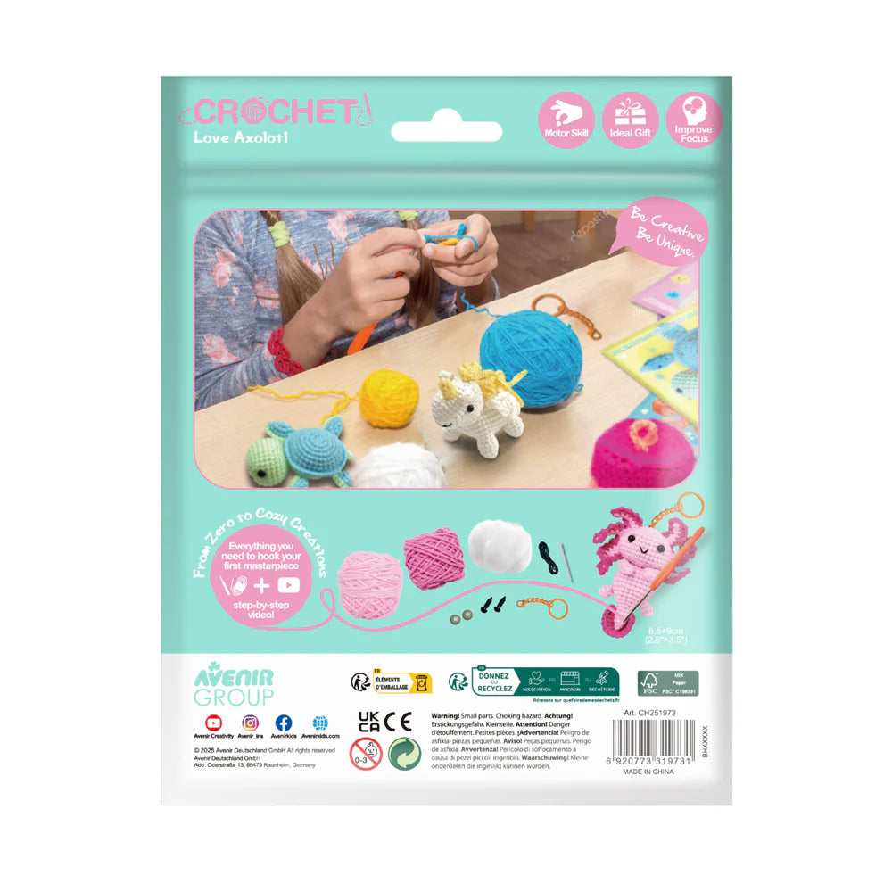 Avenir - Crochet Keychain Kit - Love Axolotl