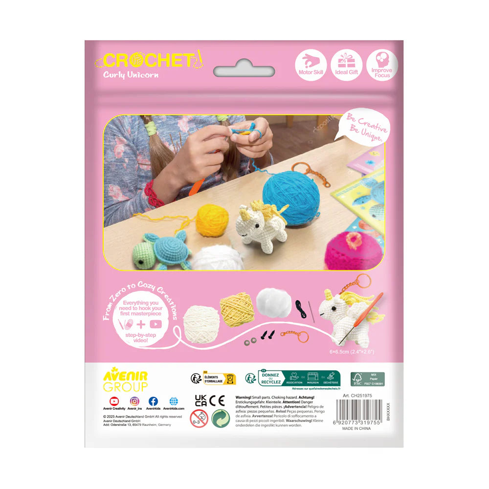 Avenir - Crochet Keychain Kit - Curly Unicorn