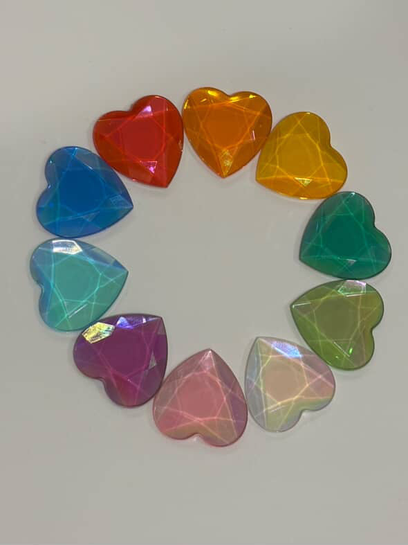 Heart Gems - Aurora Borealis - Clear Window (20pk)