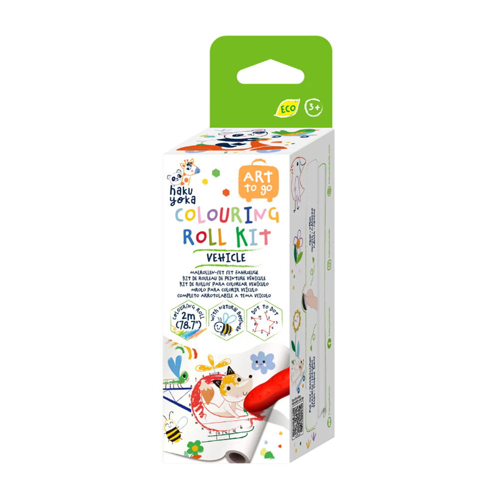 Haku Yoka - Mini Colouring Roll Set - Vehicle (2 Metre Long)