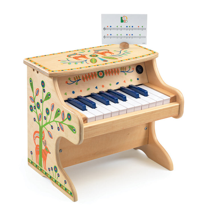 Djeco - Animambo - Wooden Mini Electronic 18Key Piano