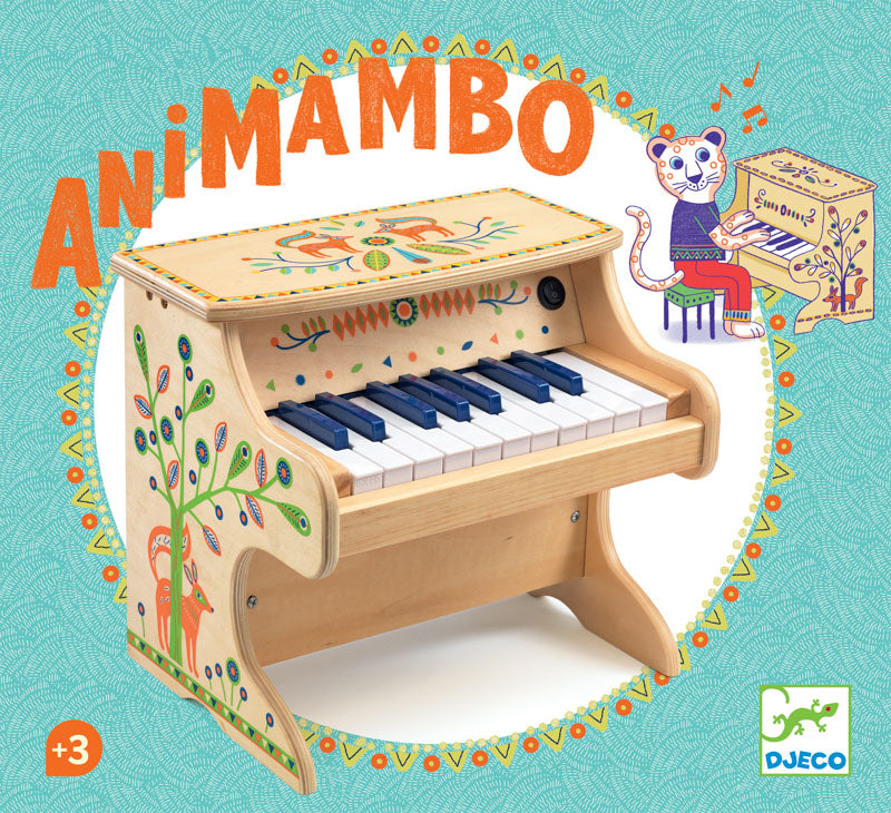 Djeco - Animambo - Wooden Mini Electronic 18Key Piano