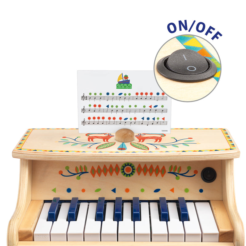 Djeco - Animambo - Wooden Mini Electronic 18Key Piano