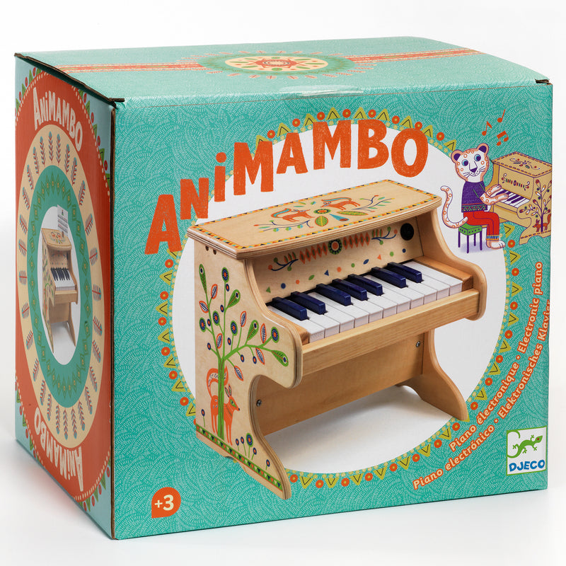 Djeco - Animambo - Wooden Mini Electronic 18Key Piano