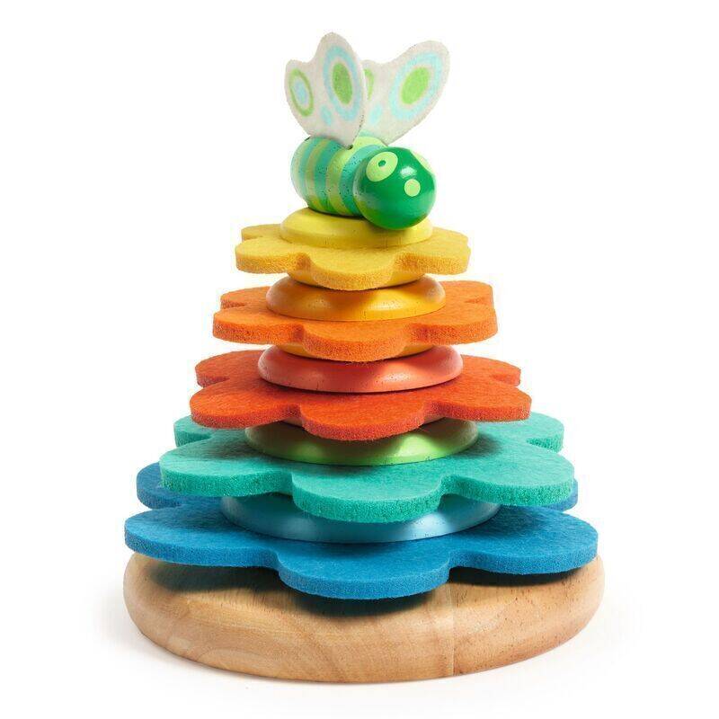 Djeco - Wooden Butterflower Colourful Stacker