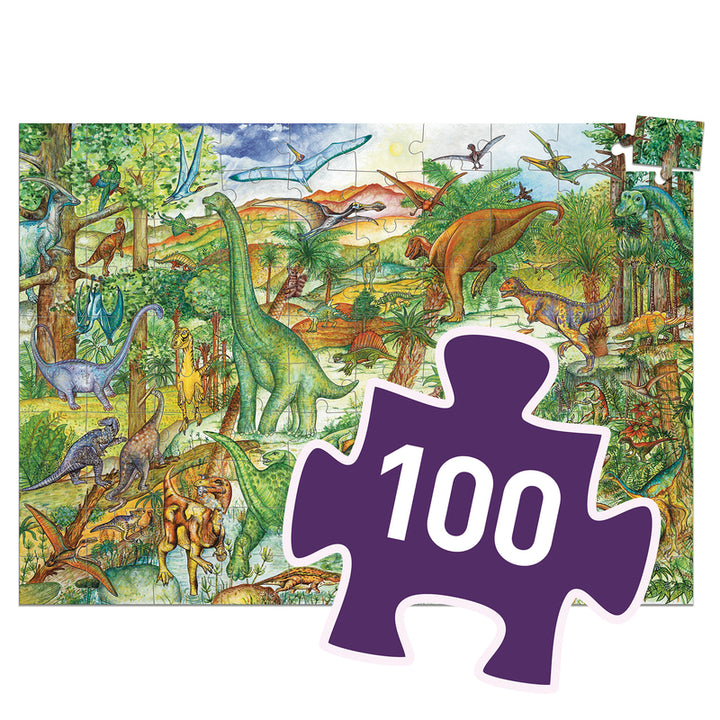 Djeco - Dinosaurs - 100pc Observation Puzzle & Booklet