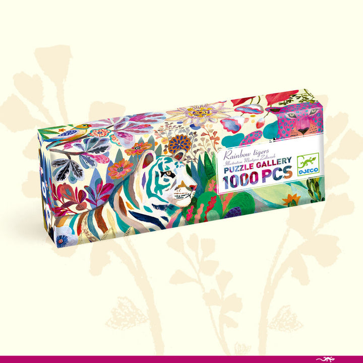 Djeco - Rainbow Tigers - 1000pc Gallery Puzzle with Poster