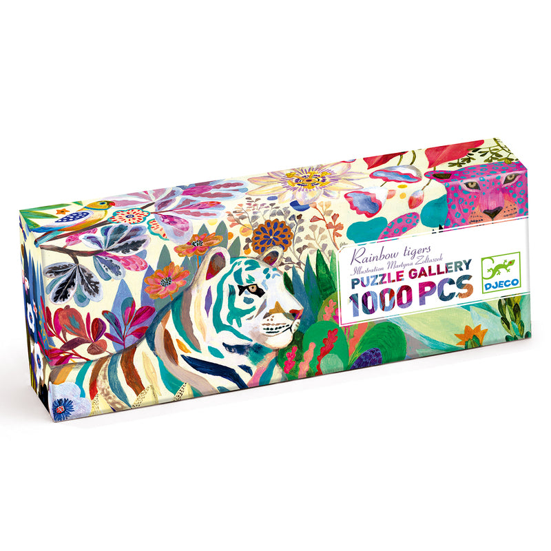 Djeco - Rainbow Tigers - 1000pc Gallery Puzzle with Poster