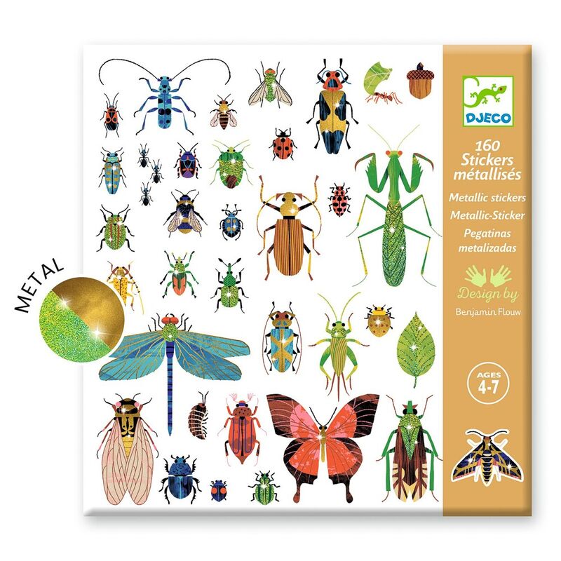 Djeco - Metallic Sticker Set - Microcosms (160pk)