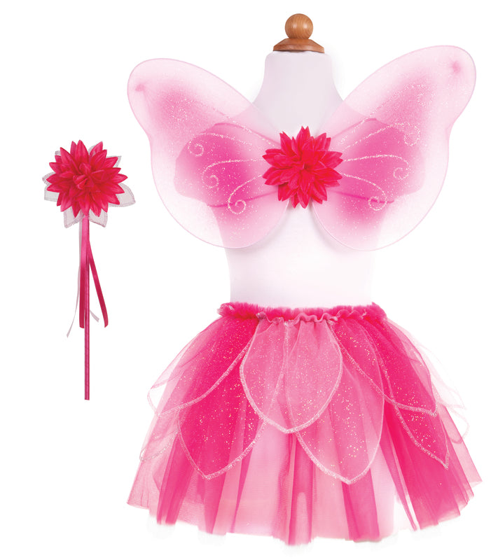 Great Pretenders - Pink Fancy Flutter Skirt with Wings & Wand (Size 4-6)