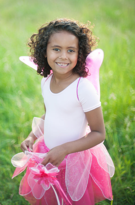 Great Pretenders - Pink Fancy Flutter Skirt with Wings & Wand (Size 4-6)