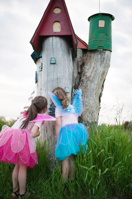 Great Pretenders - Pink Fancy Flutter Skirt with Wings & Wand (Size 4-6)