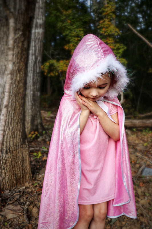 Great Pretenders - Pink Glitter Princess Cape (Size 4-6)