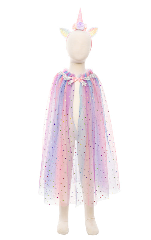 Great Pretenders - Rainbow Unicorn Cape & Headband (Size 4-6)