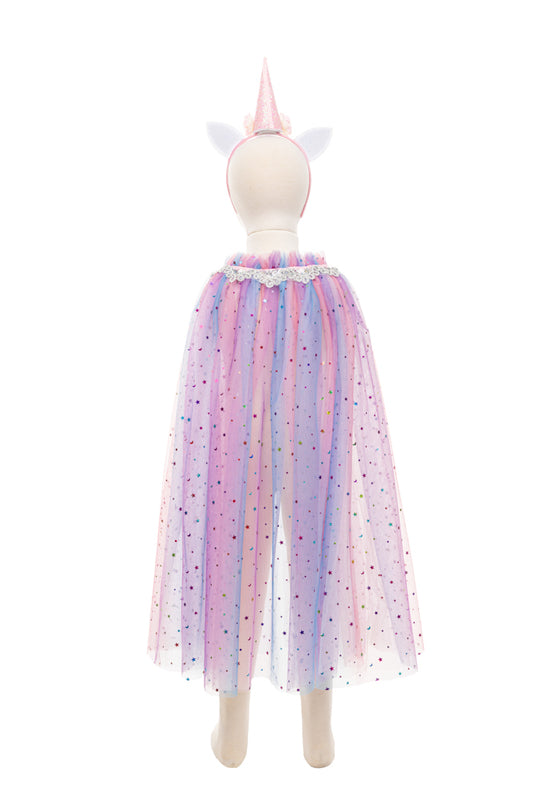 Great Pretenders - Rainbow Unicorn Cape & Headband (Size 4-6)