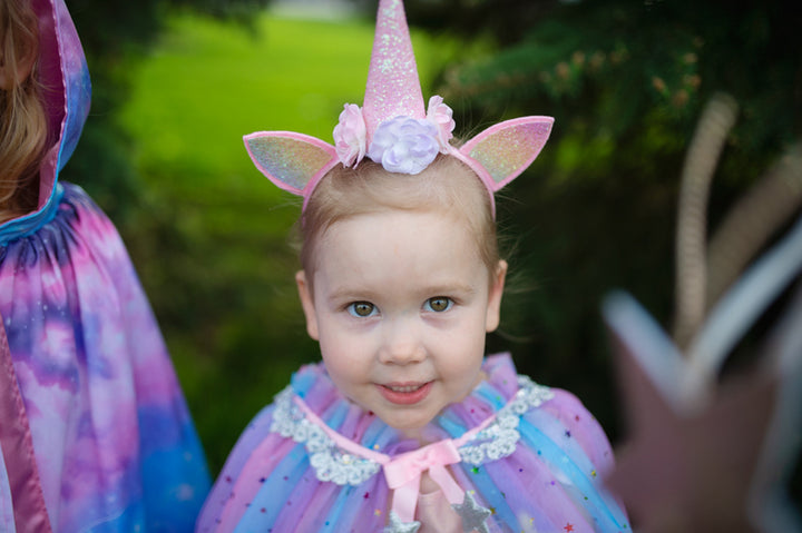 Great Pretenders - Rainbow Unicorn Cape & Headband (Size 4-6)