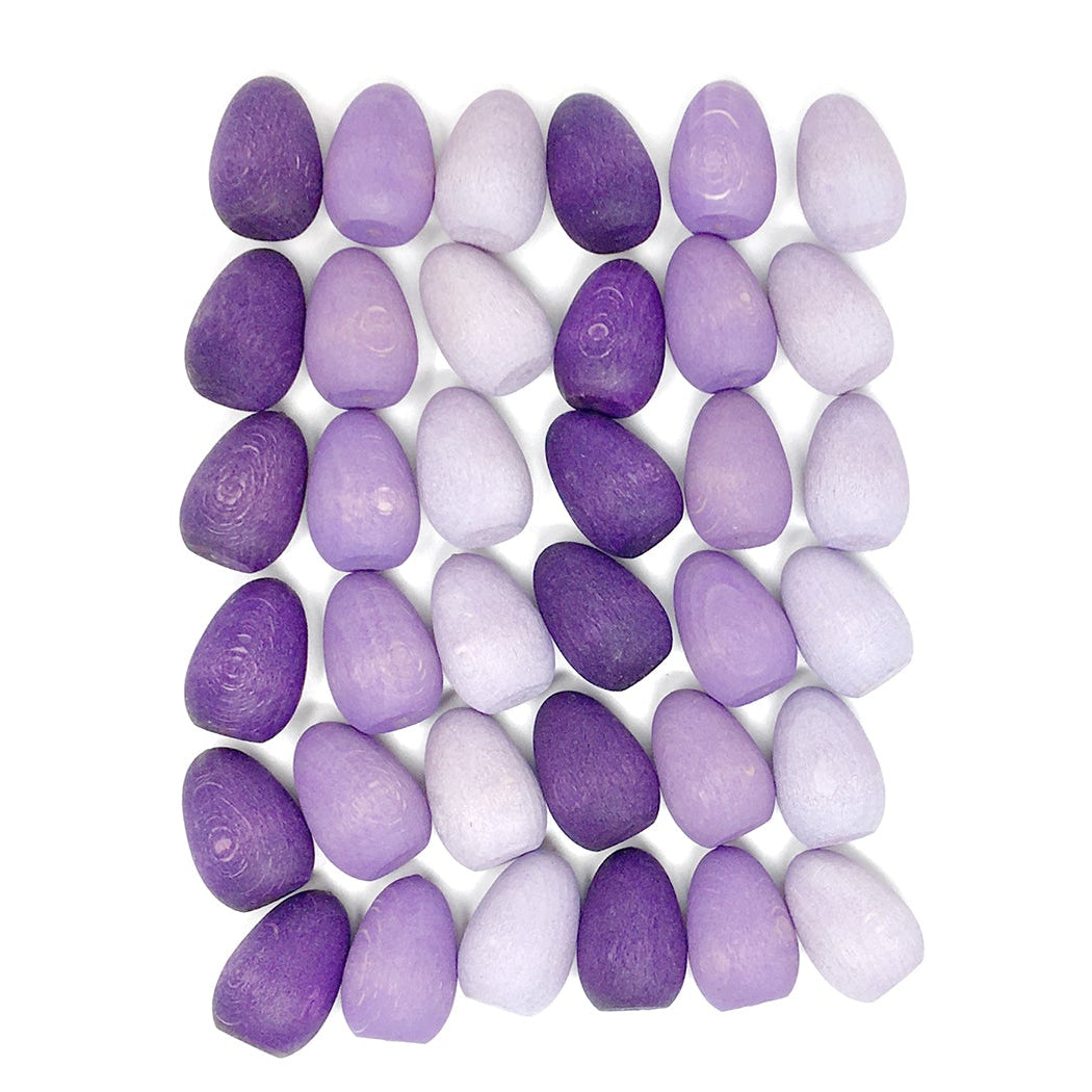 Grapat Wooden Mandala Purple Eggs with a white background