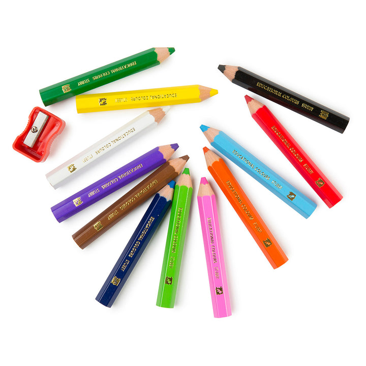 EC - Jumbo Stubby Colouring Pencils & Sharpener (12pk)