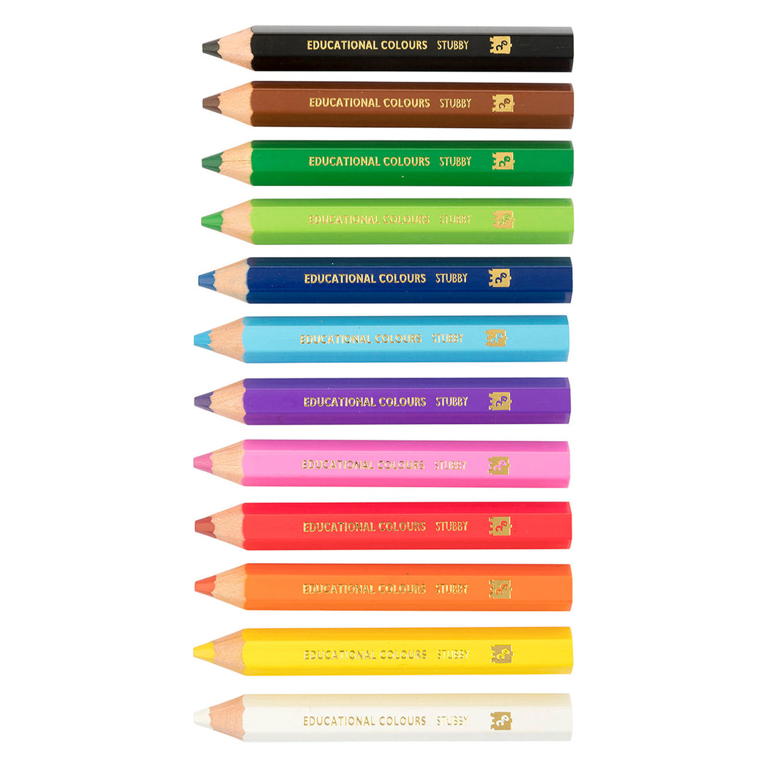 EC - Jumbo Stubby Colouring Pencils & Sharpener (12pk)