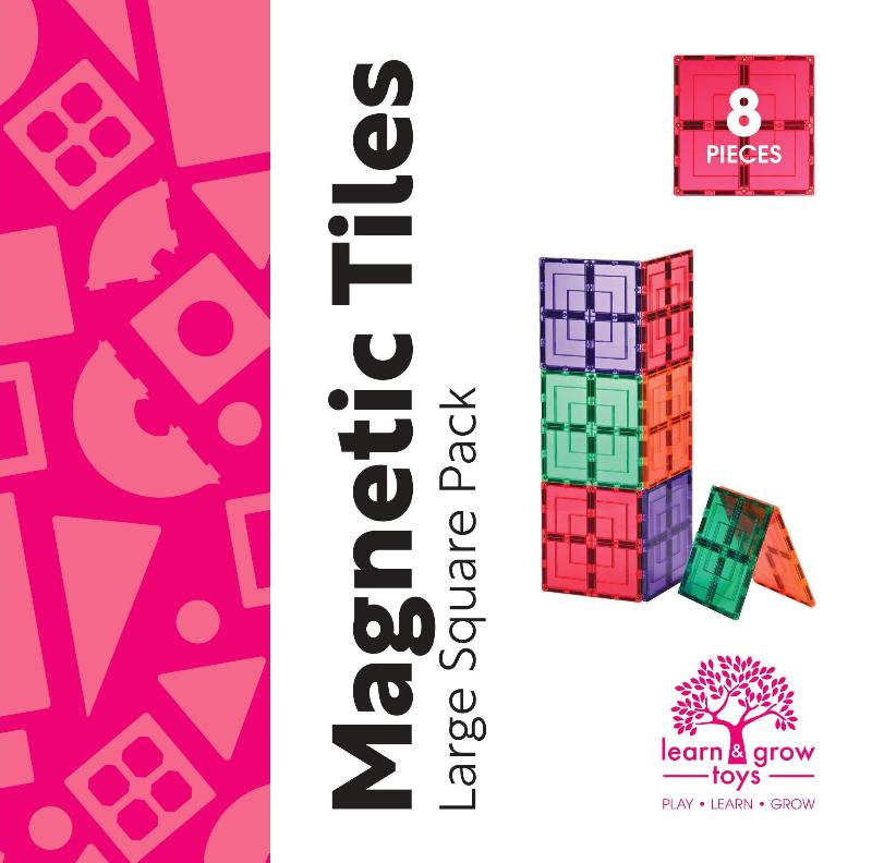 Learn & Grow Toys - Magnetic Tiles - Large Square Pack (8pc)