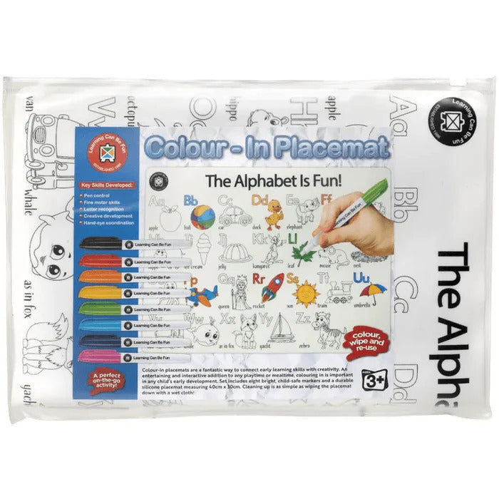 Colour-In Alphabet Abc - Reusable Silicone Mat & Markers Set