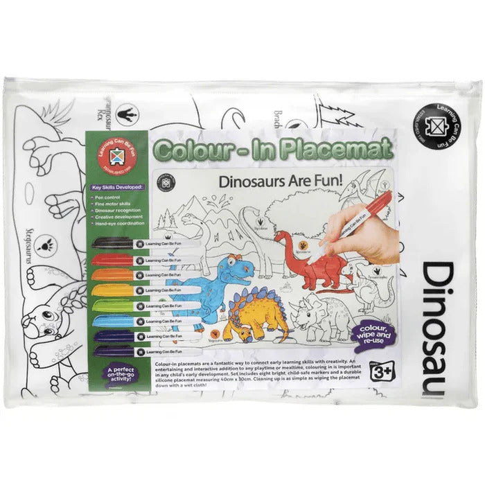 Colour-In Dinosaurs - Reusable Silicone Mat & Markers Set