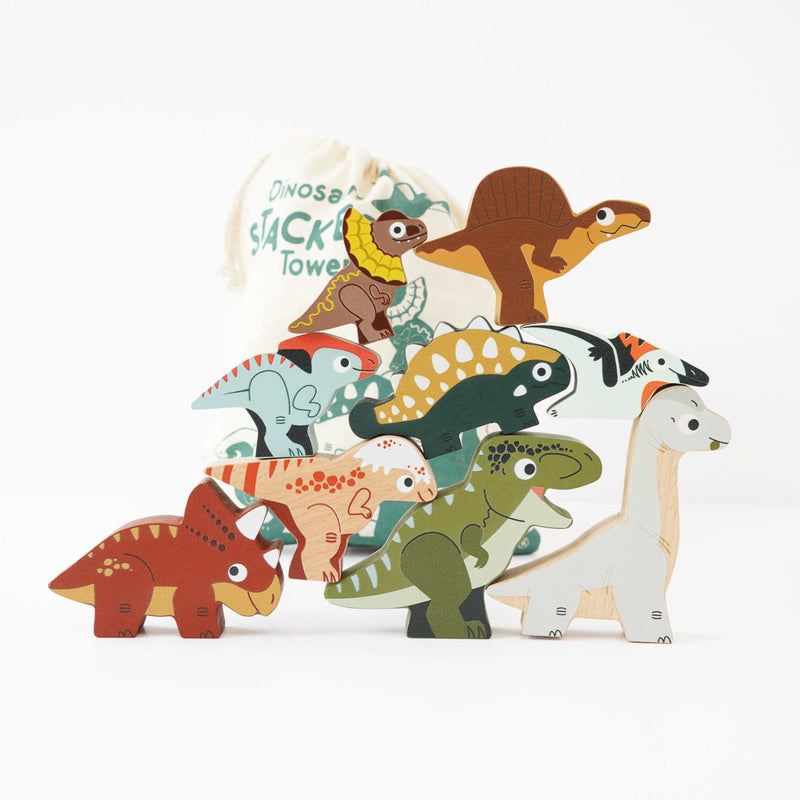 Le Toy Van - Wooden Jurassic Stacking Dinosaurs & Bag