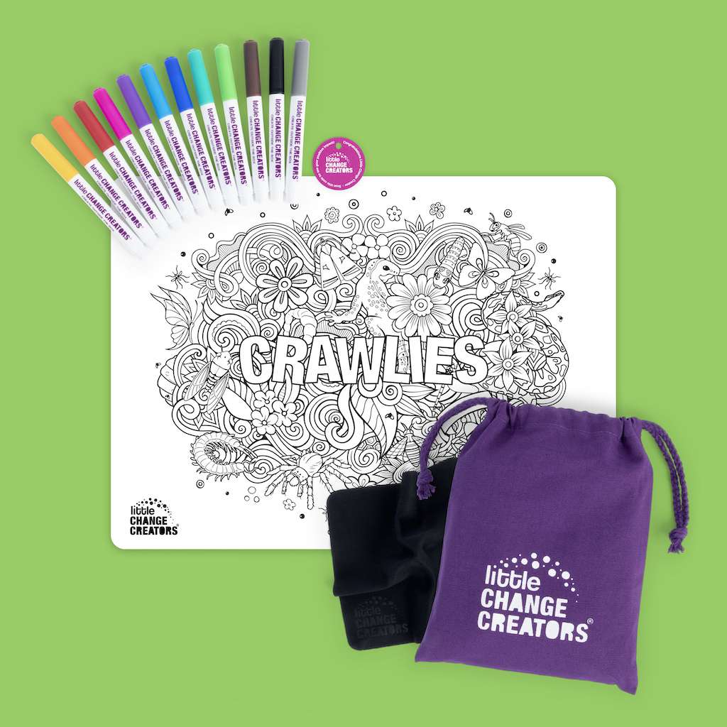 Little Change Creators - LARGE Reusable Silicone Colouring Set - Crawlies