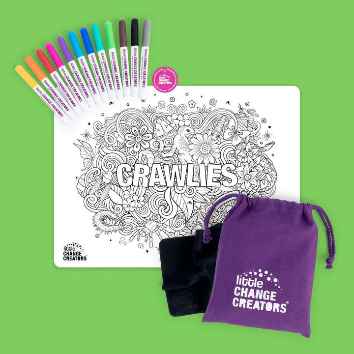 Little Change Creators - LARGE Reusable Silicone Colouring Set - Crawlies