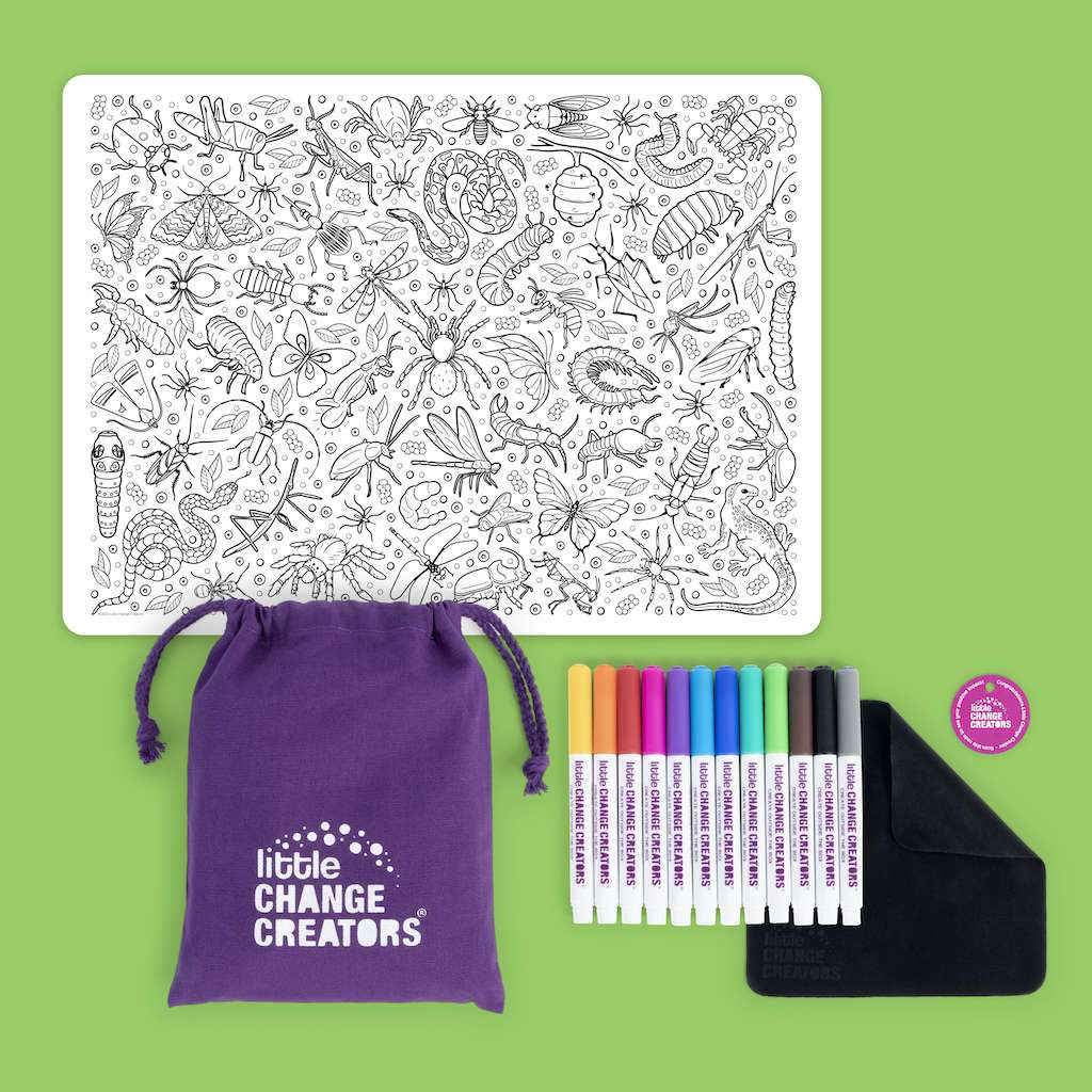 Little Change Creators - LARGE Reusable Silicone Colouring Set - Crawlies
