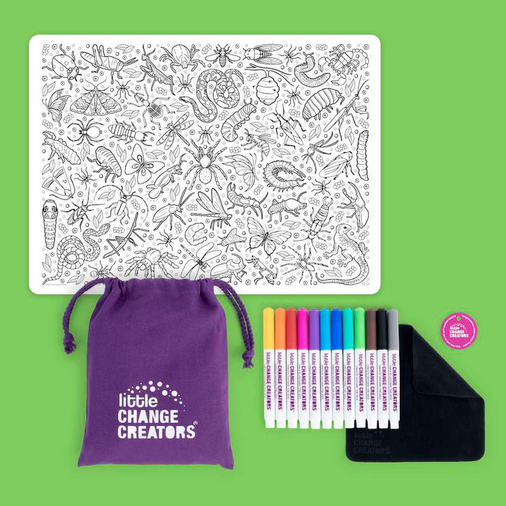 Little Change Creators - LARGE Reusable Silicone Colouring Set - Crawlies