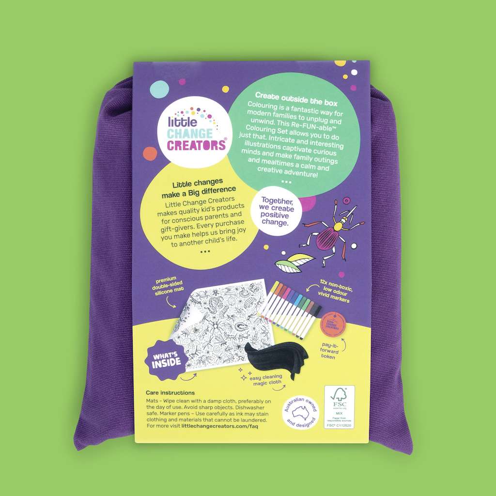 Little Change Creators - LARGE Reusable Silicone Colouring Set - Crawlies