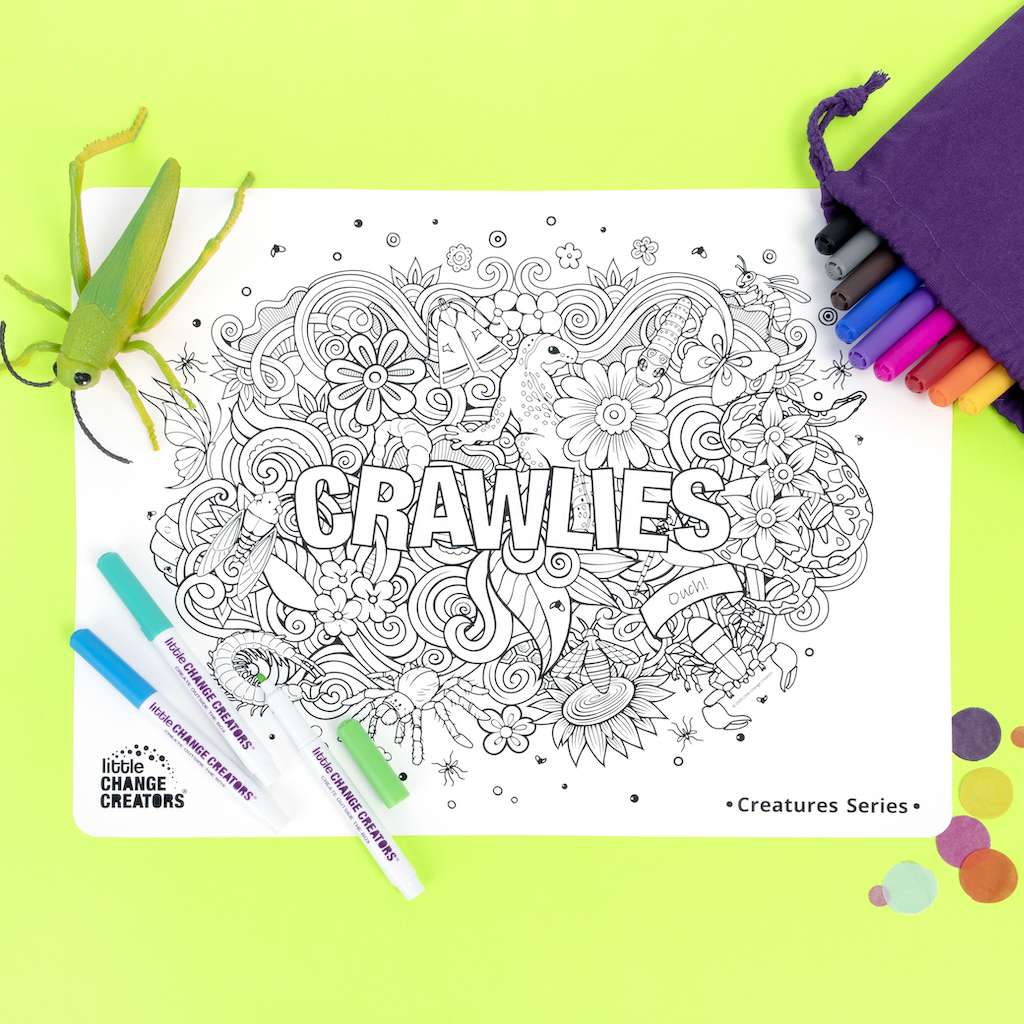 Little Change Creators - LARGE Reusable Silicone Colouring Set - Crawlies