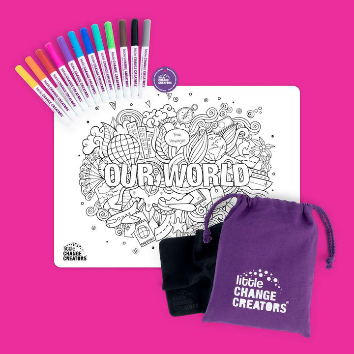 Little Change Creators - LARGE Reusable Silicone Colouring Set - Our World