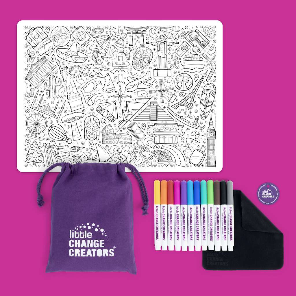 Little Change Creators - LARGE Reusable Silicone Colouring Set - Our World