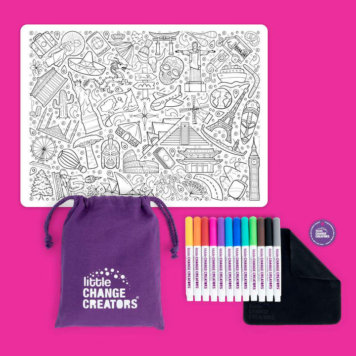 Little Change Creators - LARGE Reusable Silicone Colouring Set - Our World