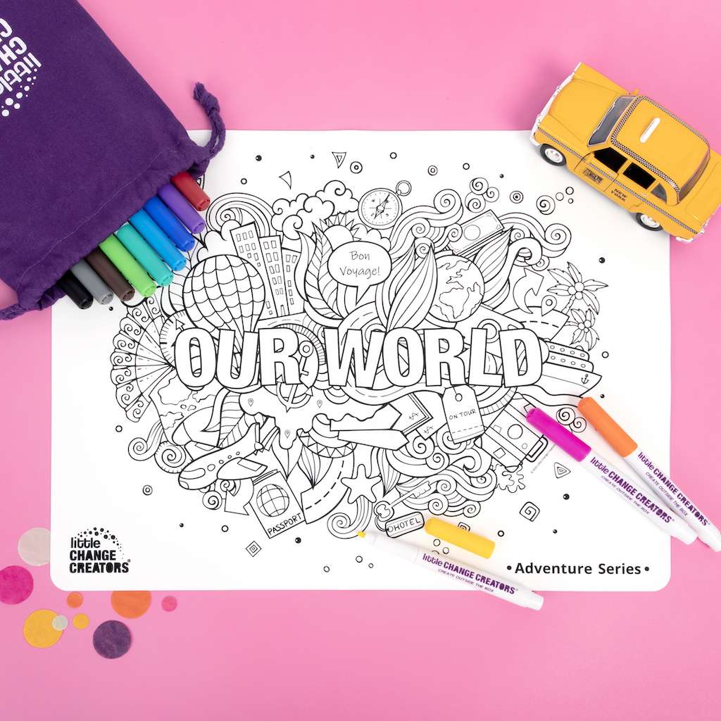 Little Change Creators - LARGE Reusable Silicone Colouring Set - Our World