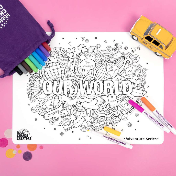 Little Change Creators - LARGE Reusable Silicone Colouring Set - Our World
