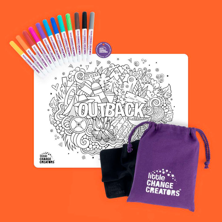 Little Change Creators - LARGE Reusable Silicone Colouring Set - Outback