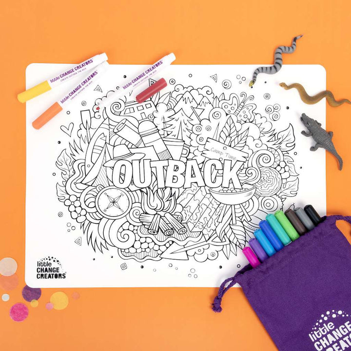 Little Change Creators - LARGE Reusable Silicone Colouring Set - Outback