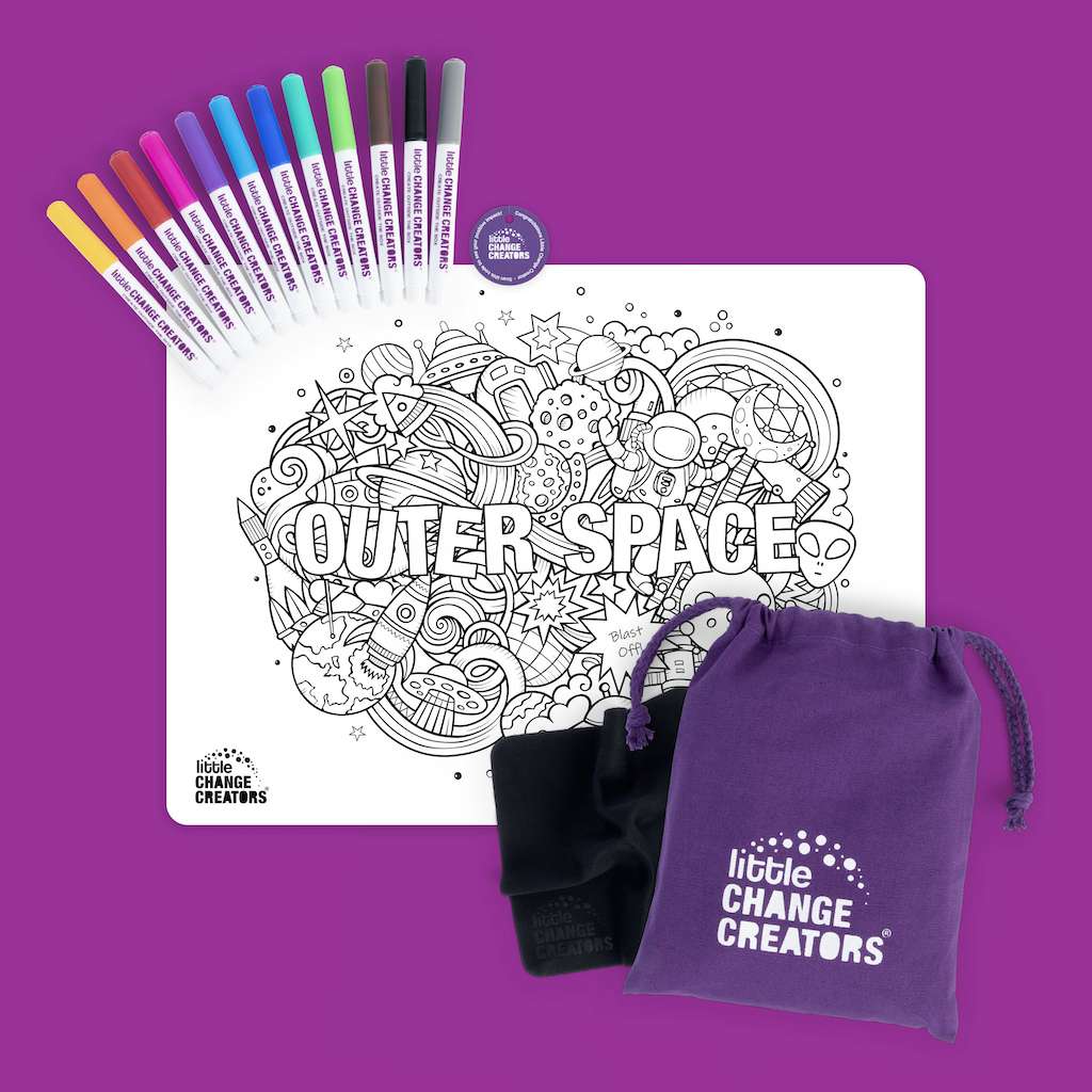 Little Change Creators - LARGE Reusable Silicone Colouring Set - Outer Space