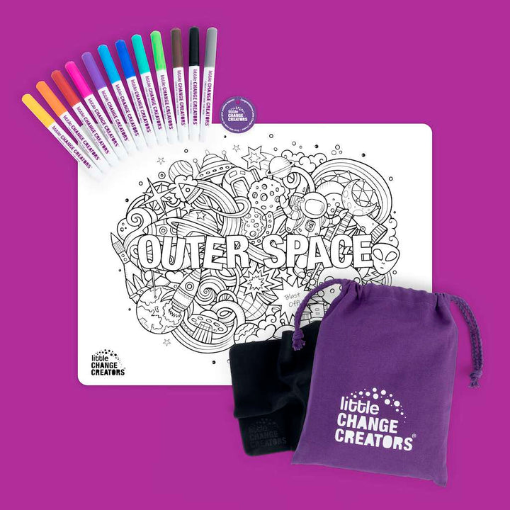Little Change Creators - LARGE Reusable Silicone Colouring Set - Outer Space