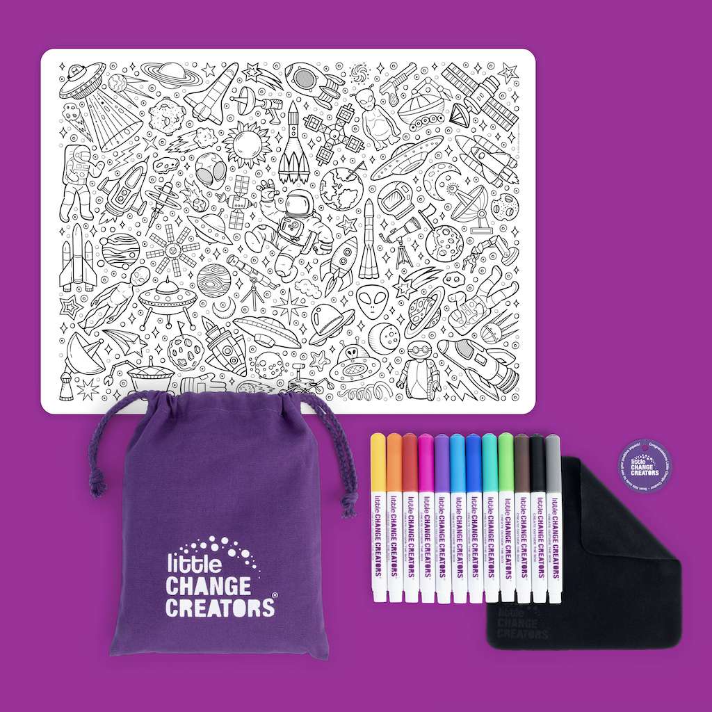 Little Change Creators - LARGE Reusable Silicone Colouring Set - Outer Space