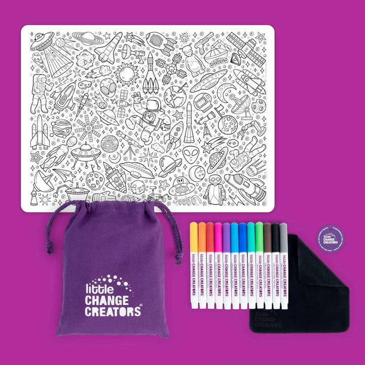 Little Change Creators - LARGE Reusable Silicone Colouring Set - Outer Space