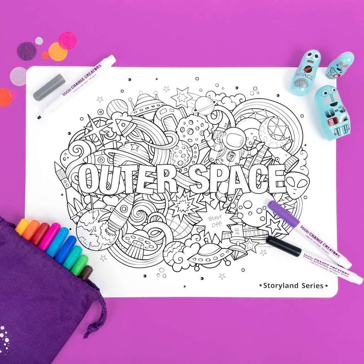 Little Change Creators - LARGE Reusable Silicone Colouring Set - Outer Space