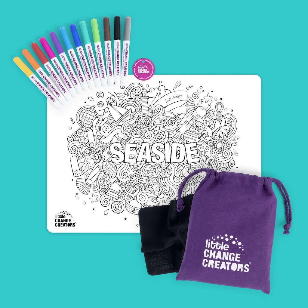Little Change Creators - LARGE Reusable Silicone Colouring Set - Seaside